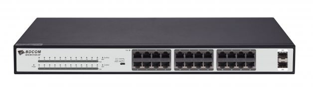 S1526-24P Unmanaged Ethernet POE switch with 24 gigabit POE Base-T ports, 2 gigabit SFP ports